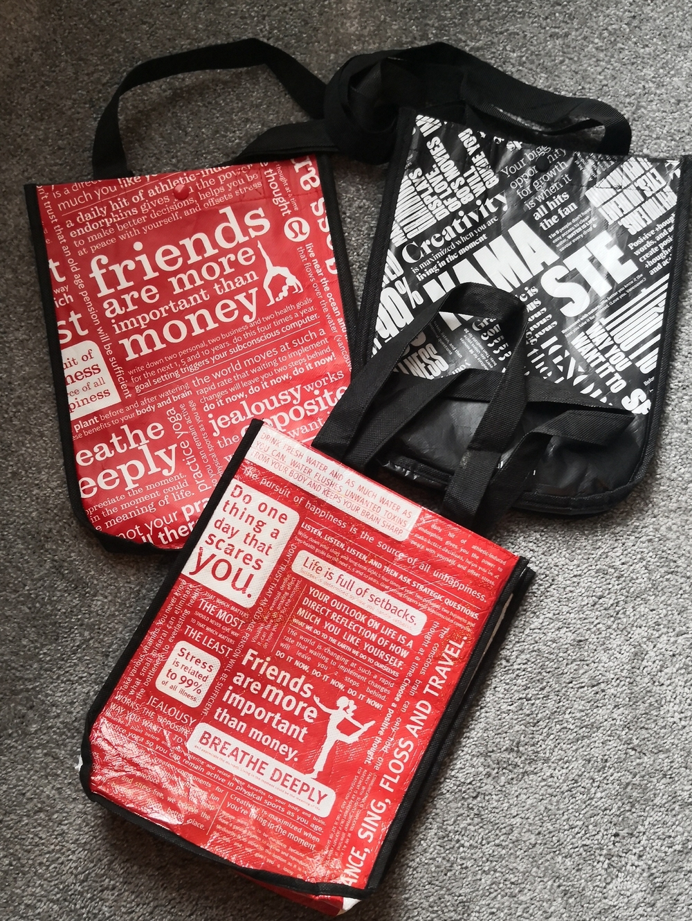 Lululemon Reusable Tote Bag - Red & Black Graphic Print Bundle